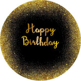 Lofaris Gold Glitter And Black Round Happy Birthday Backdrop